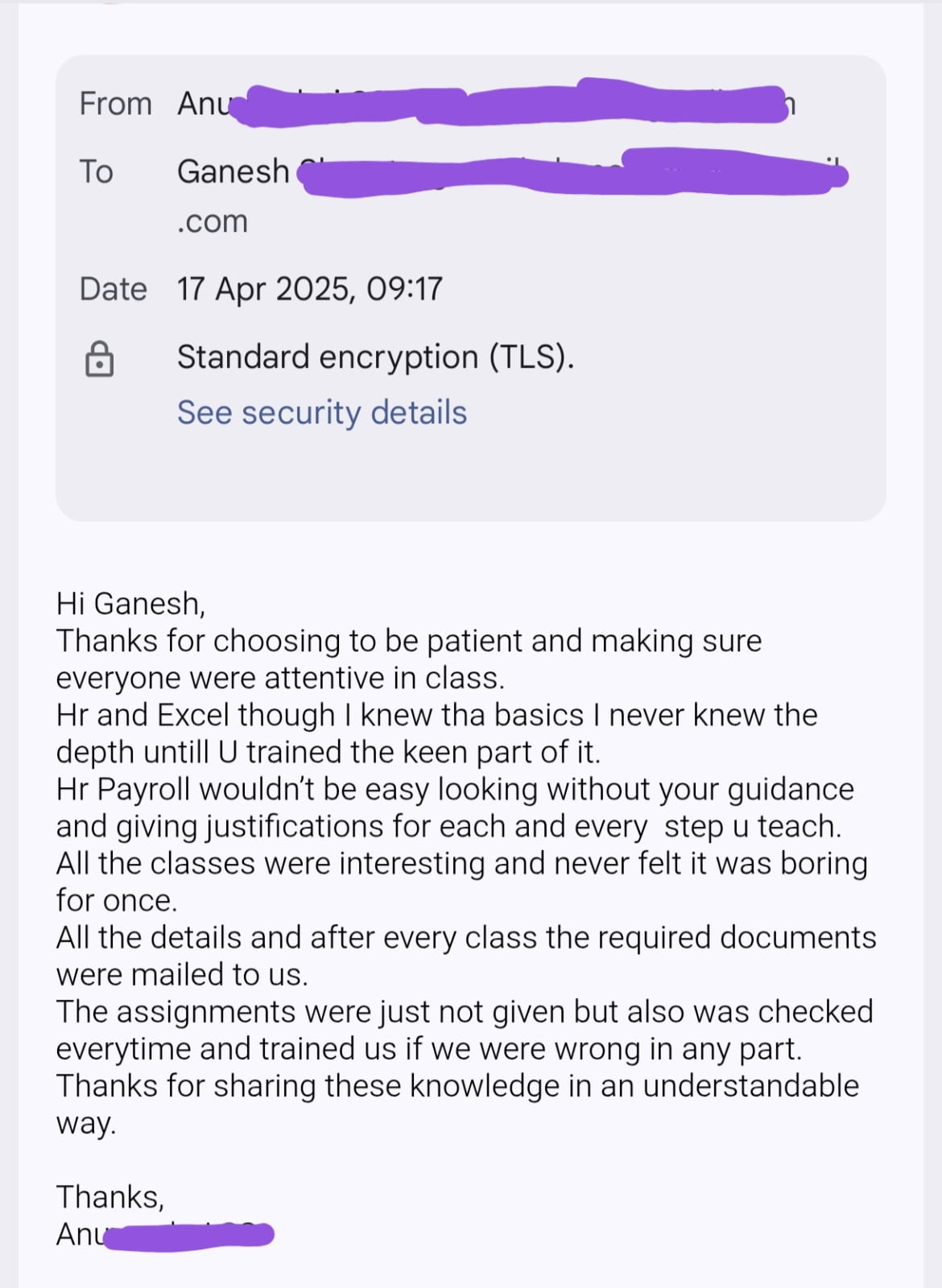 Student Testimonial